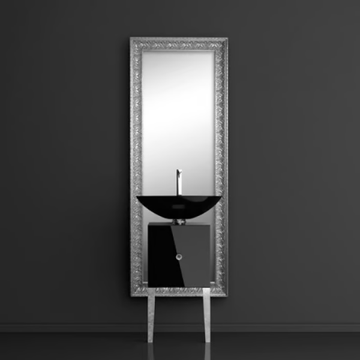 MONNALISA FLORENCE COLLIER BLACK - Single wooden vanity unit with mirror by Glass Design - view 3